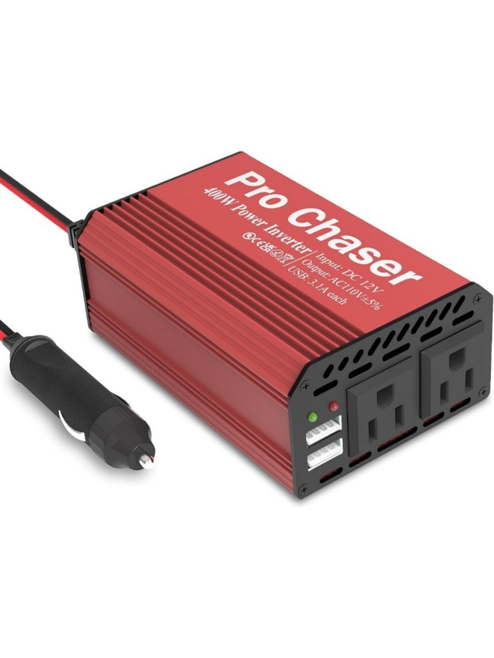 400W Power Inverter for Vehicles - DC 12V to AC 110V Car Charger, Portable